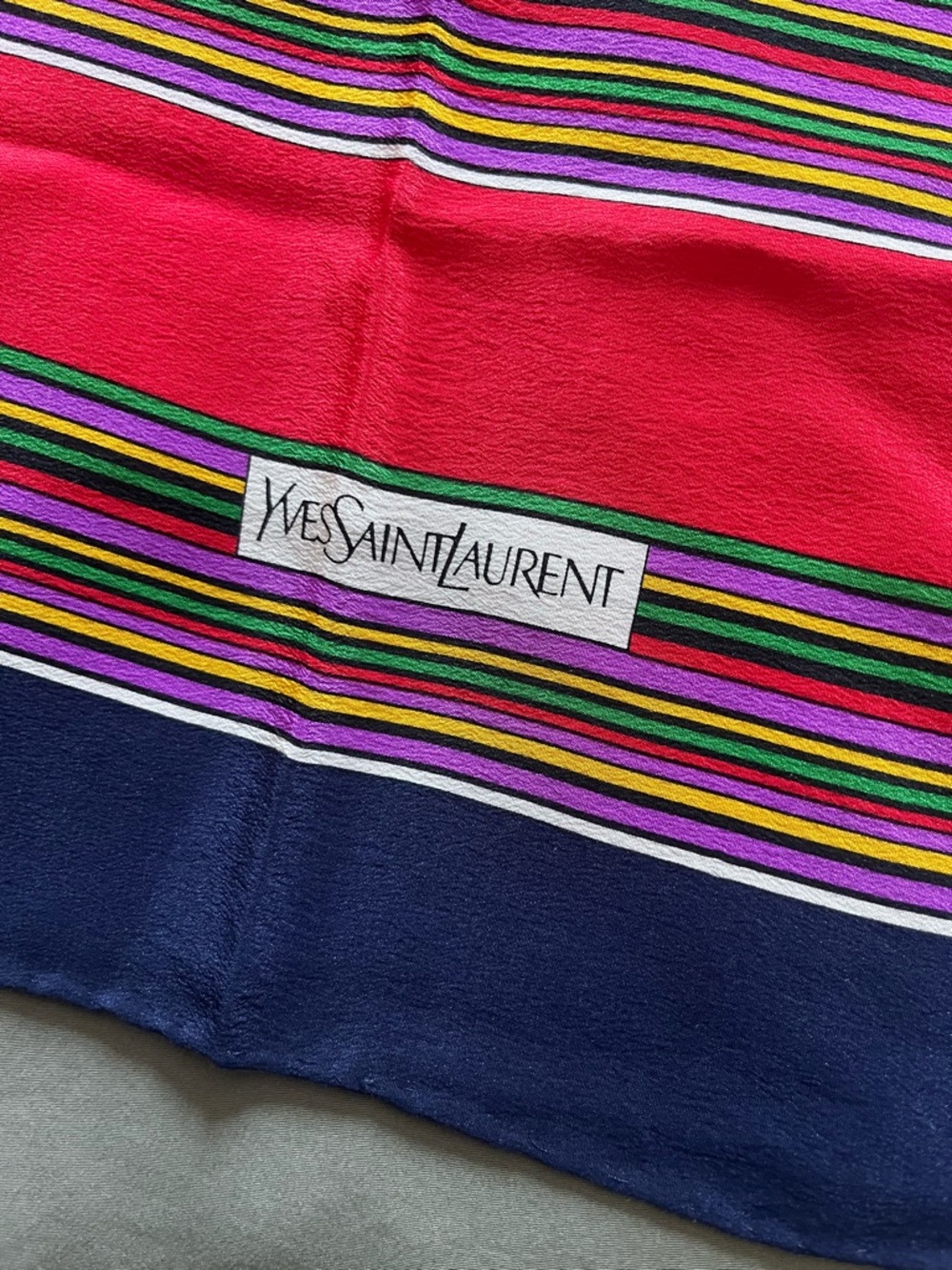 Yves Saint Laurent Colorful Striped Scarf - red , Navy & Multicolor